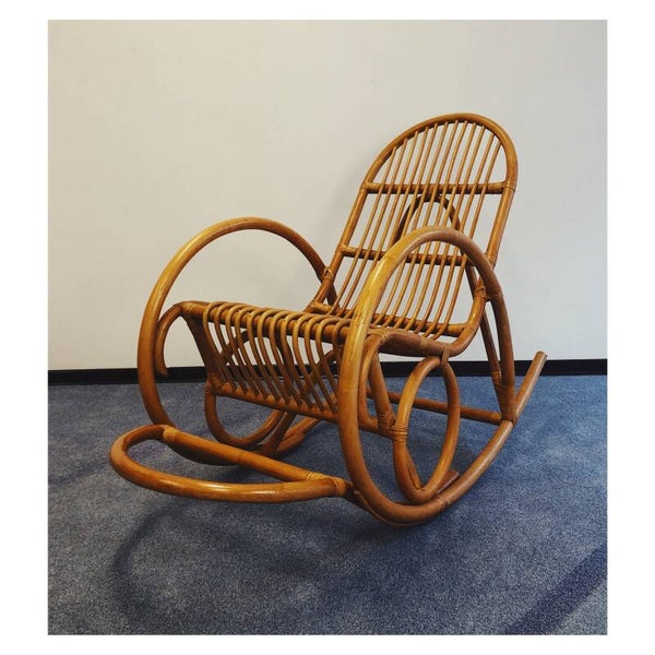 Vintage Rotan Schommelstoel