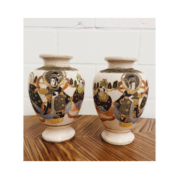 Vintage Oosterse Porseleinen Vazen Set