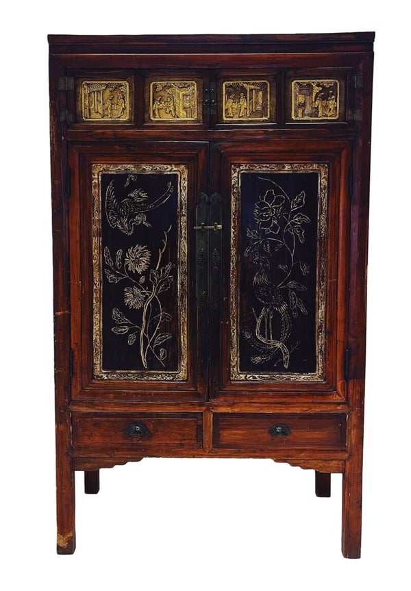 Chinese Kast Antiek met Goud
