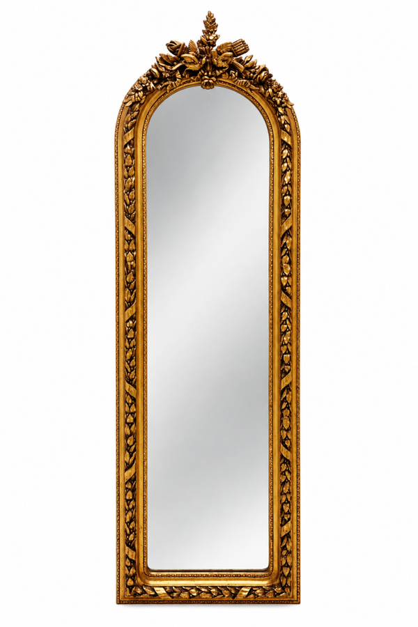 Grote Gouden Passpiegel met Sierlijke Kuif