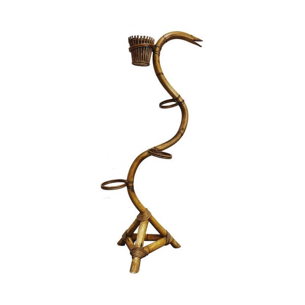 Vintage Rotan Slangen Plantenstandaard