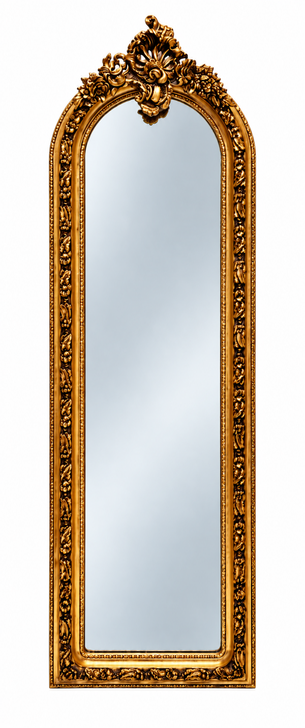 Grote Gouden Passpiegel met Sierlijke Kuif