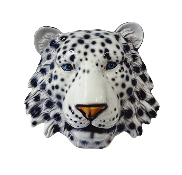 Wandmasker Luipaard Wit Keramiek