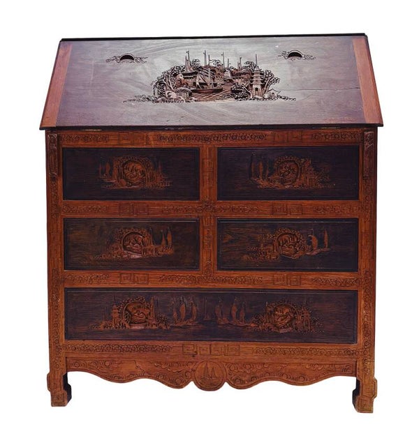Chinese houten secretaire