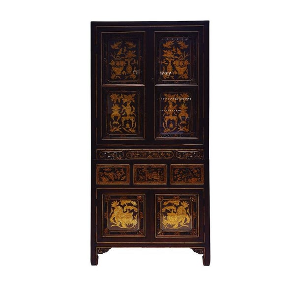 Antieke Chinese Kast met Gouden Decoraties