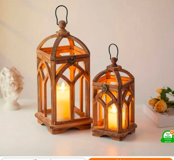 Lot de 2 lanternes bois