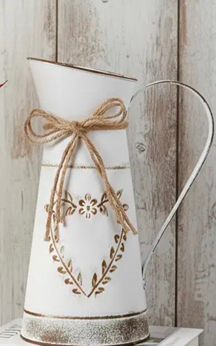 Vase cruche blanche ou effet rouille