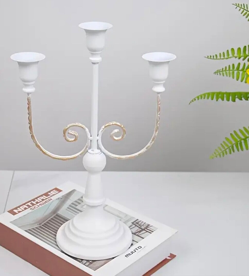 Bougeoir 3 bras blanc