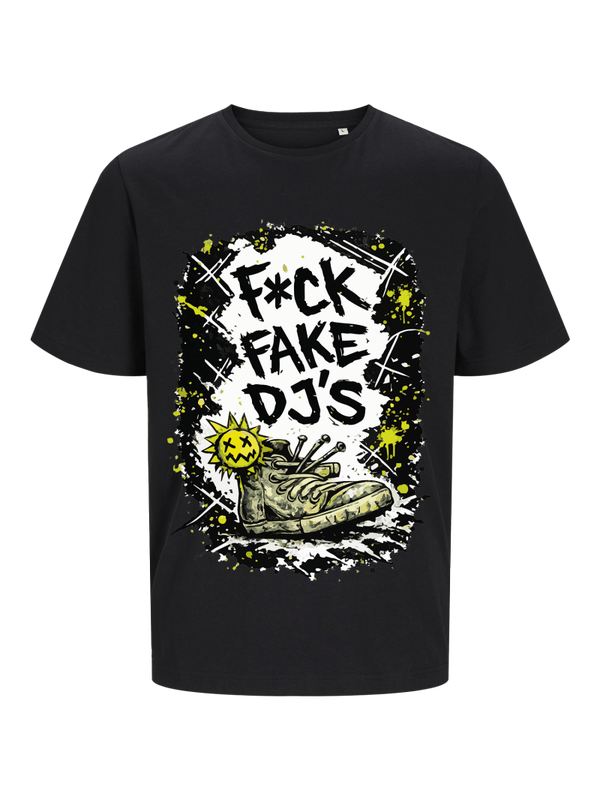 Sunny D - F*ck fake Dj's with striking sneaker design front black