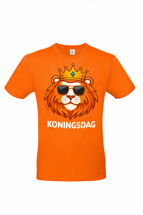 Oranje shirt voor koningsdag met  leeuw  voorkant