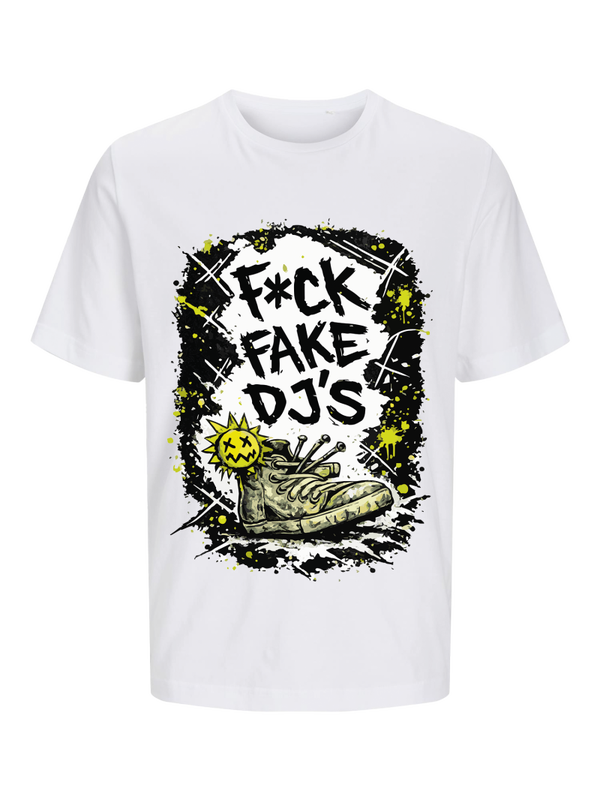 Sunny D - F*ck fake Dj's with striking sneaker design front white