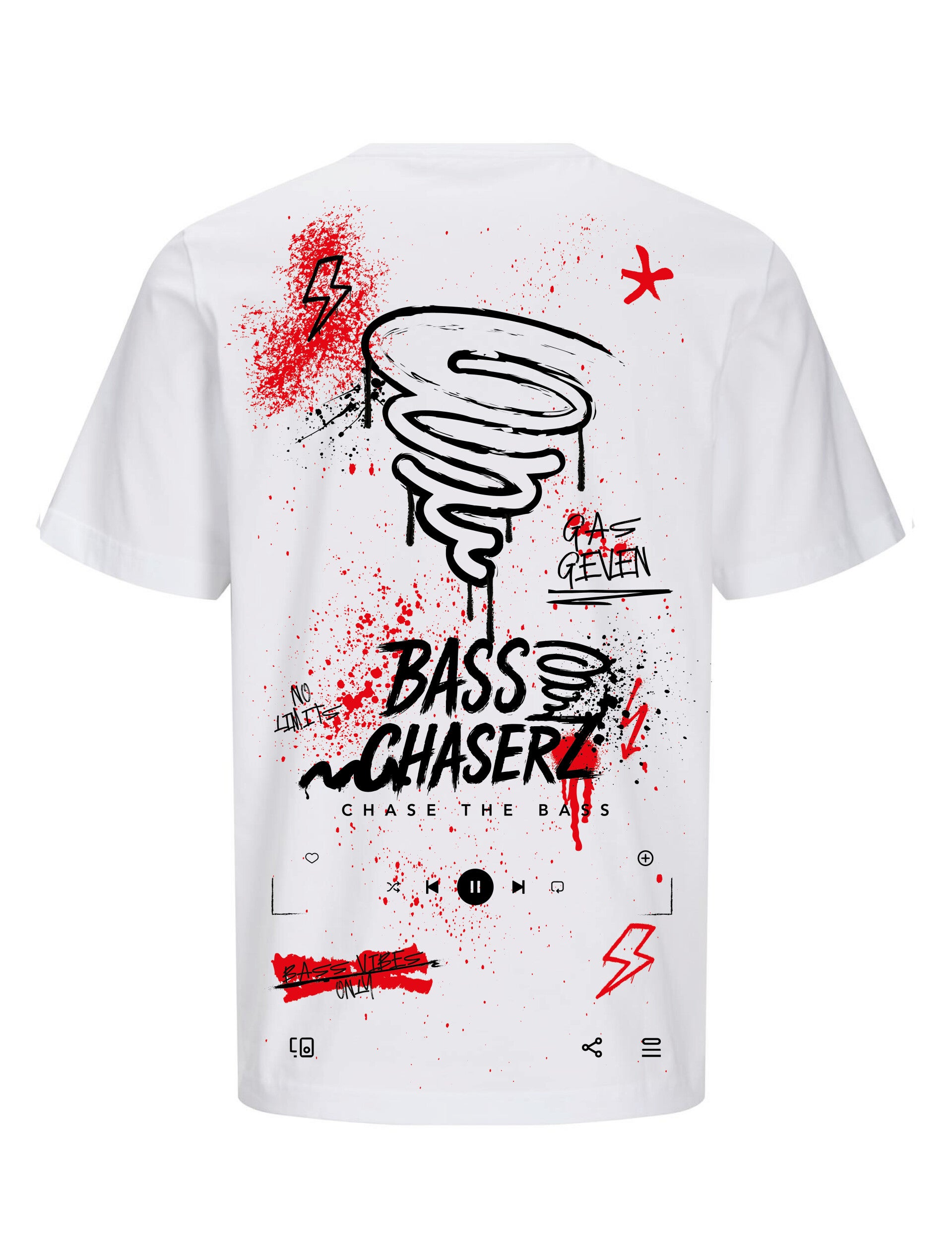 Bass Chaserz T-Shirt - colour Chaos wit/rood