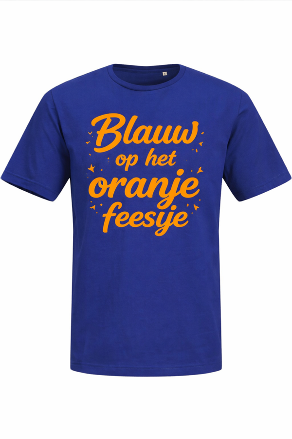 Blauw op oranje feestje Unisex shirt