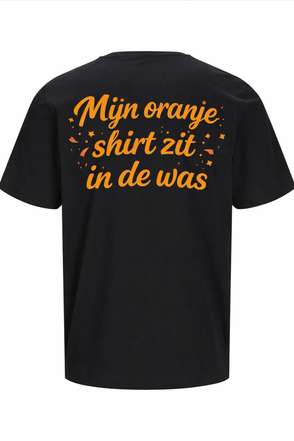 Unisex zwart shirt Mijn oranje shirt zit in de was