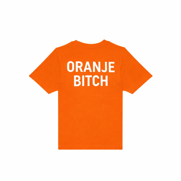 Unisex Shirt met rugopdruk ORANJE BITCH