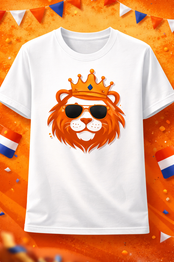 Wit shirt koningsdag leeuw voorkant