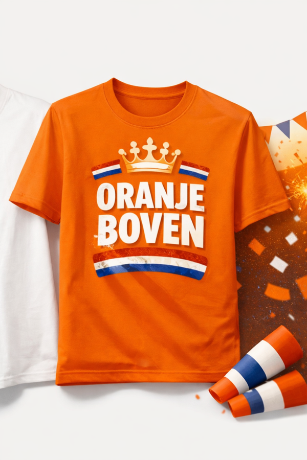 Kinder Zwart shirt oranje boven
