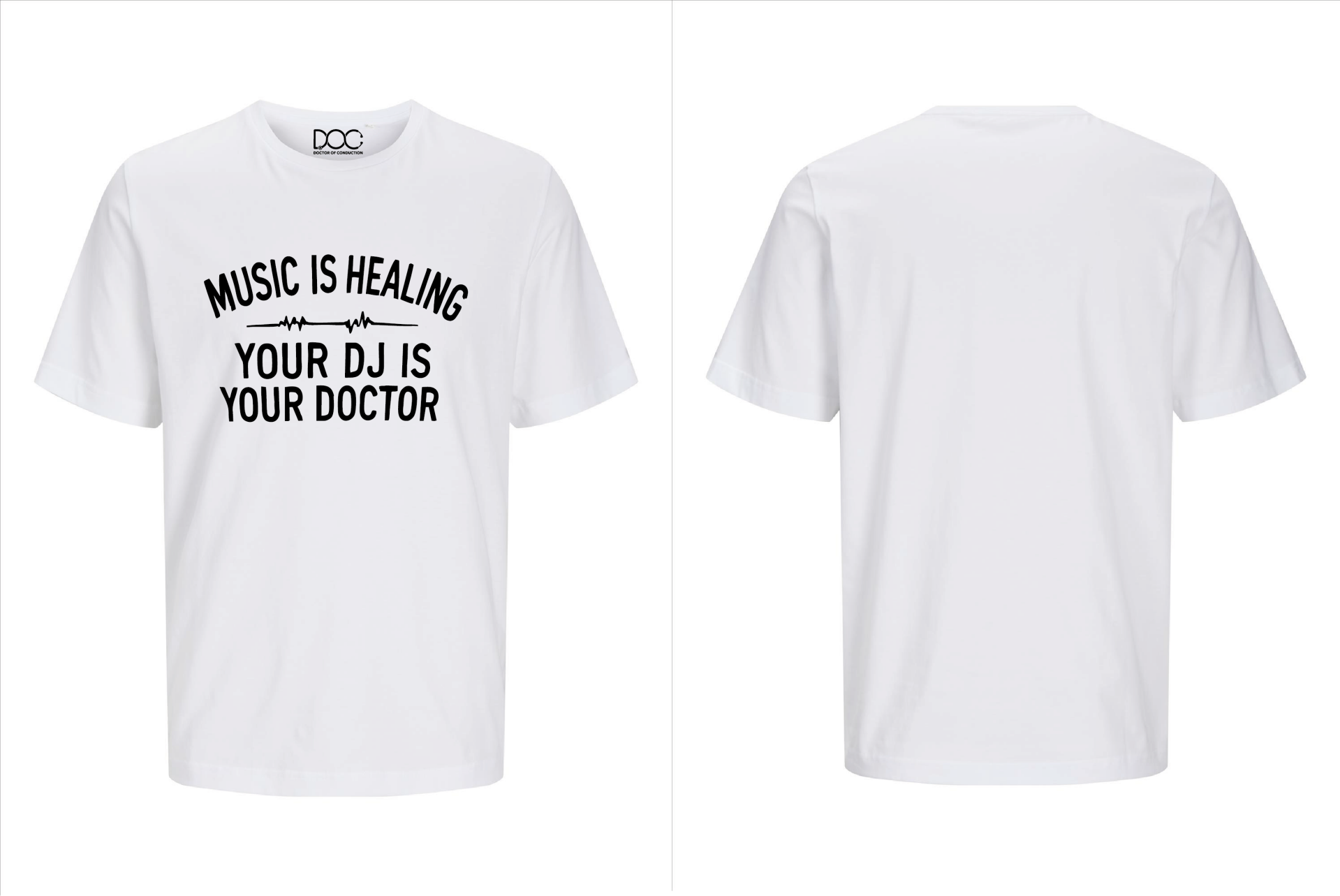 Jack & Jones Doctor of Conduction “Music Is Healing” Wit T-shirt Front