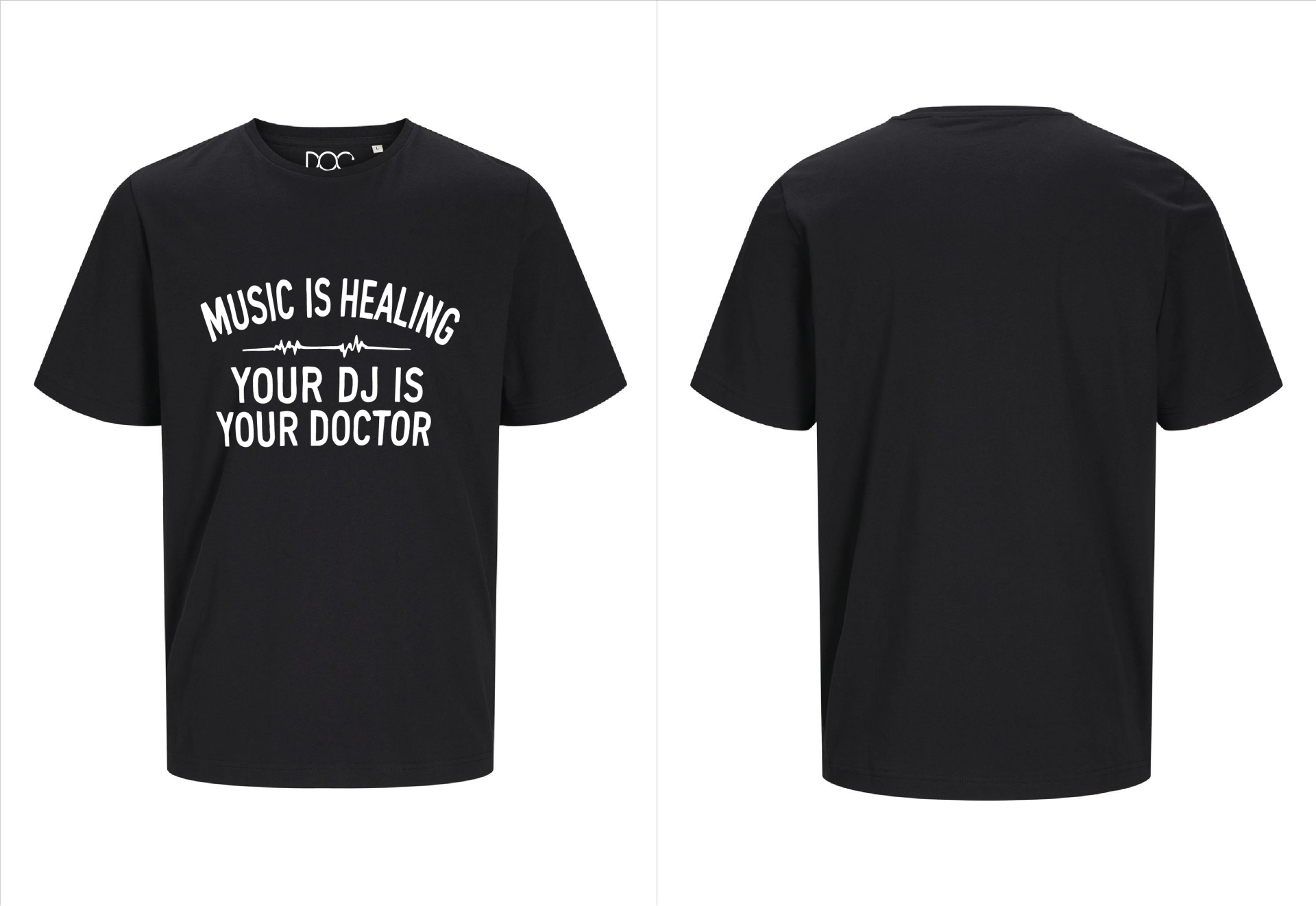 Jack & Jones Doctor of Conduction “Music Is Healing” zwart T-shirt front