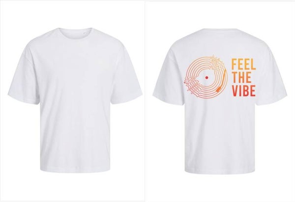 T-Shirt Rene Ablaze – “Feel The Vibe gekleurd" Wit