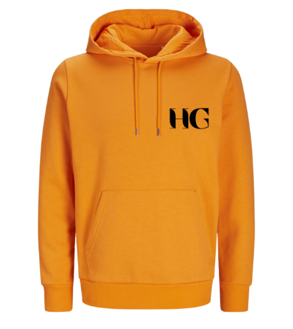 Oranje hoodie HG logo voorkant