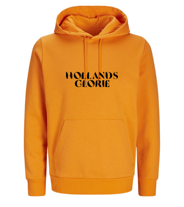 Oranje Hoodie Hollands Glorie en leeuw borst/rug logo zwart