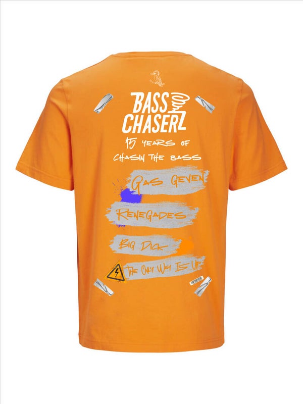 Bass Chaserz oversize T-shirt –  15 Years Jack & Jones oranje