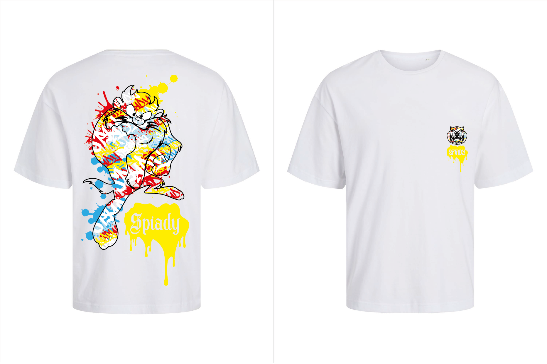 Witte oversize tshirt  Spiady Graffiti Splash