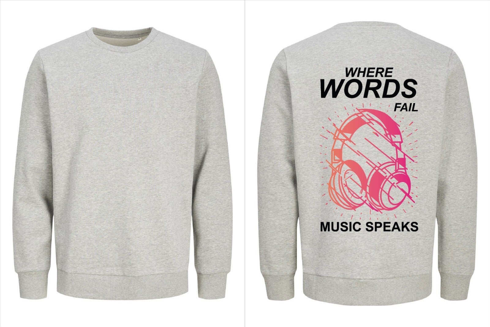 Sweater Where Words Fail, Music Speaks René Ablaze grijs