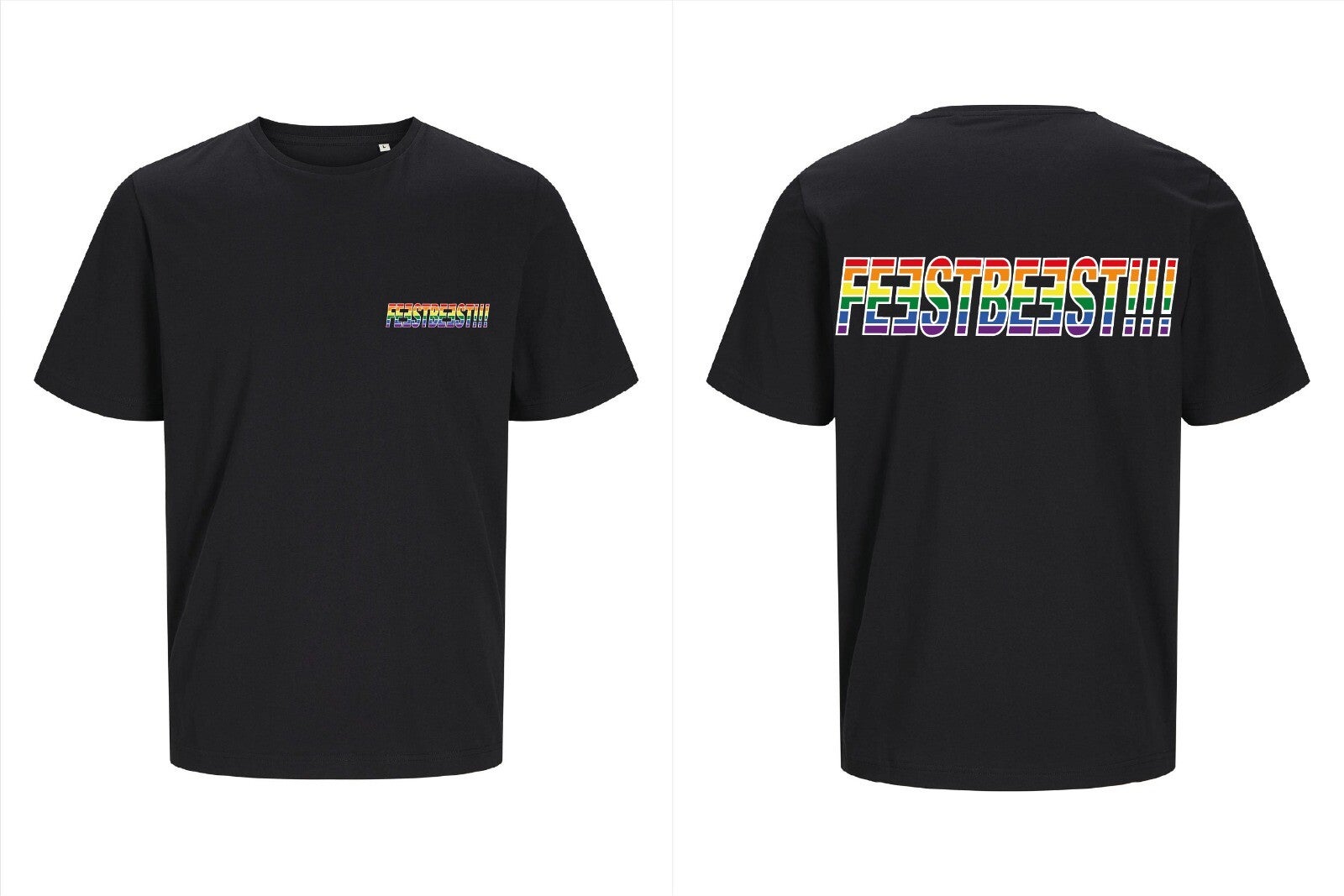 T-shirt feestbeest gekleurd Chris Bruijn zwart