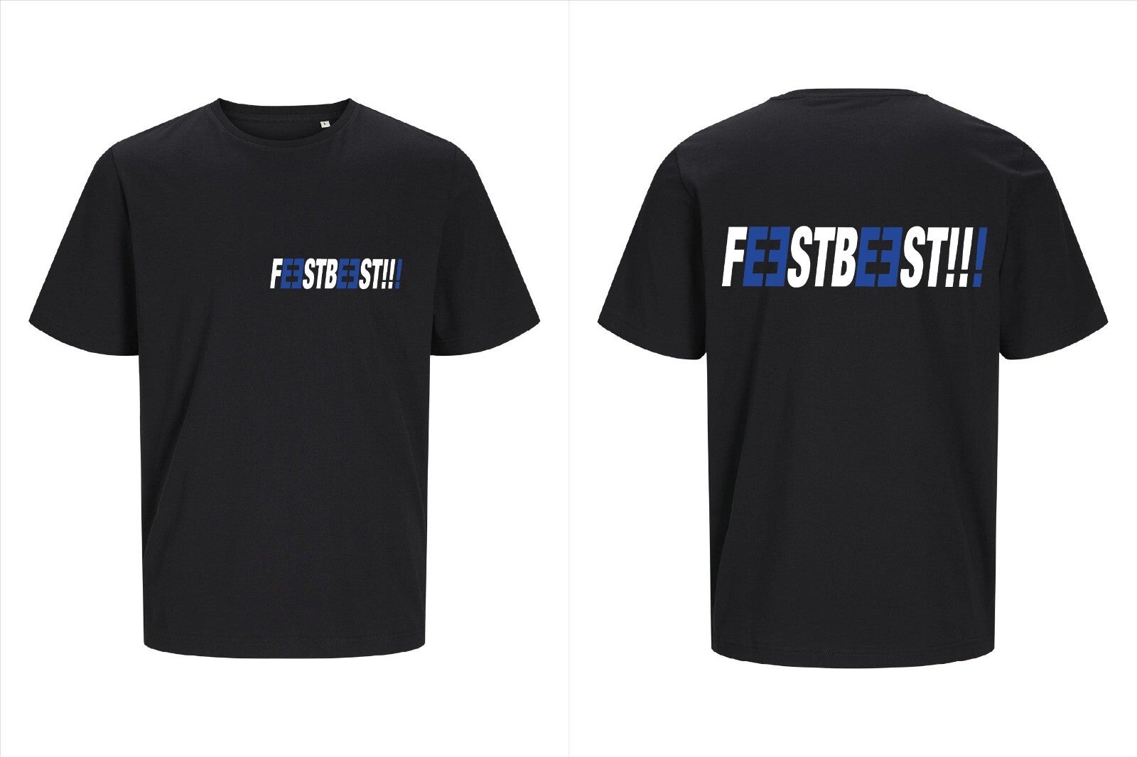 T-shirt feestbeest blauw Chris Bruijn zwart