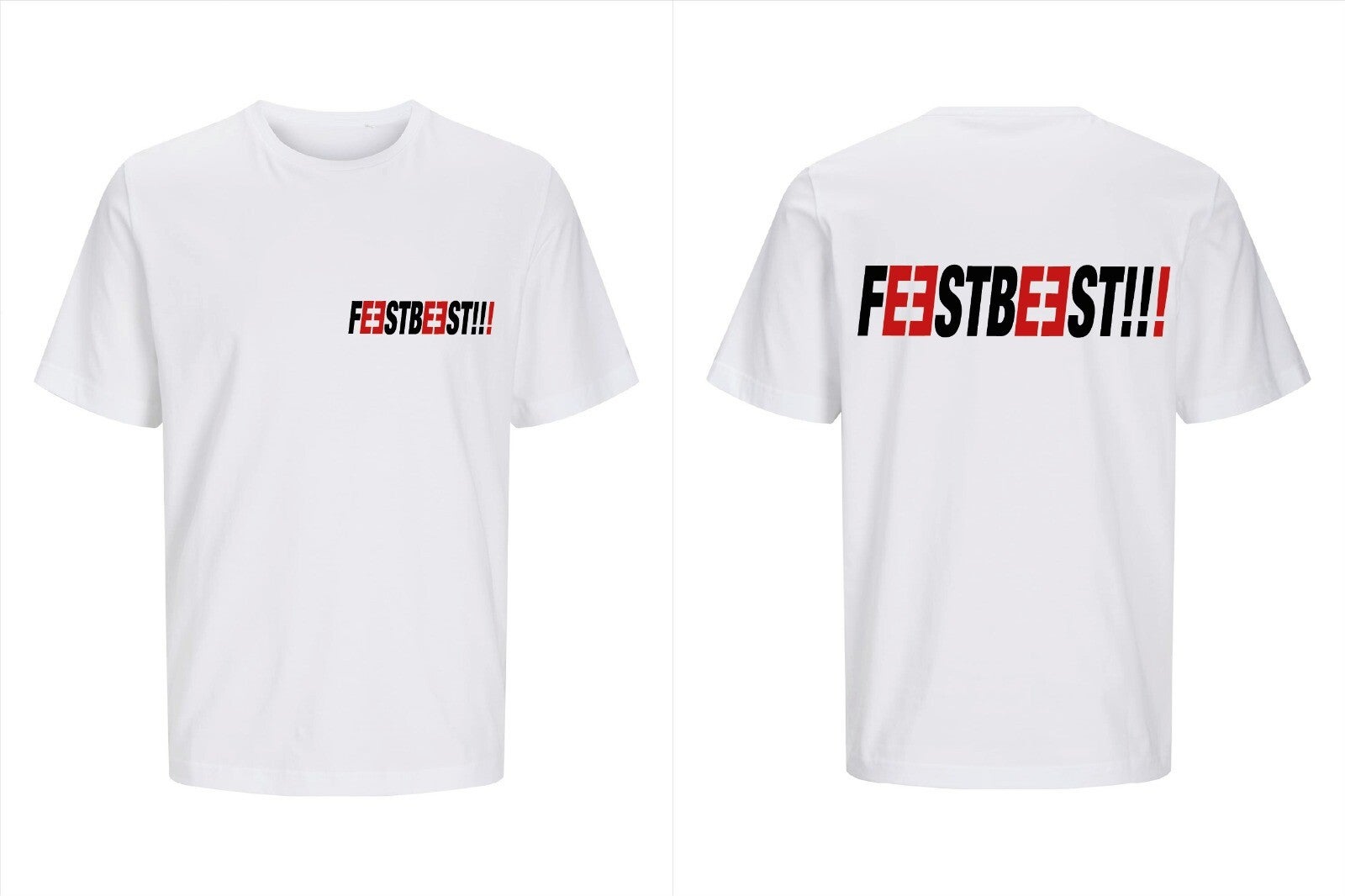 T-shirt feestbeest rood Chris Bruijn wit