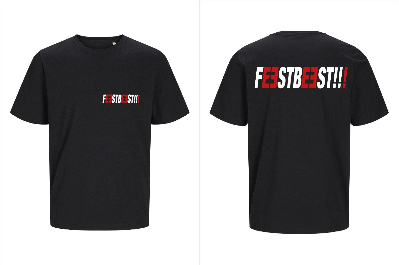 T-shirt feestbeest rood Chris Bruijn zwart