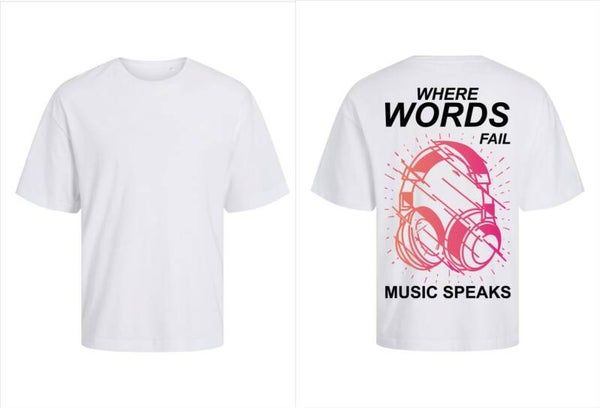 T-Shirt Where Words Fail, Music Speaks – René Ablaze Official wit
