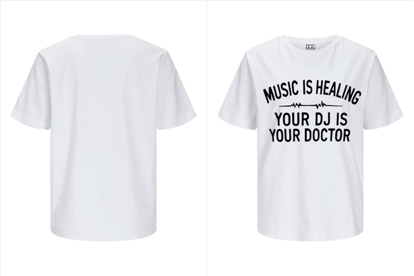 Witte damesshirt YOUR DJ IS YOUR DOCTOR