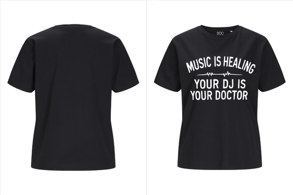 Zwarte damesshirt YOUR DJ IS YOUR DOCTOR