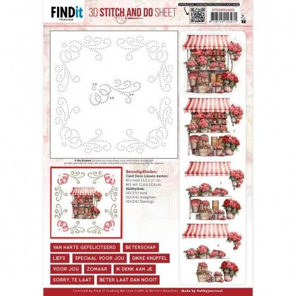 STDOHS10002 3D Stitch & Do Sheet - red roses nr.2