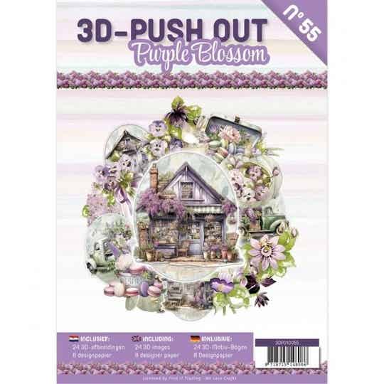 3DPO10055 3D-push out book - purple blossom