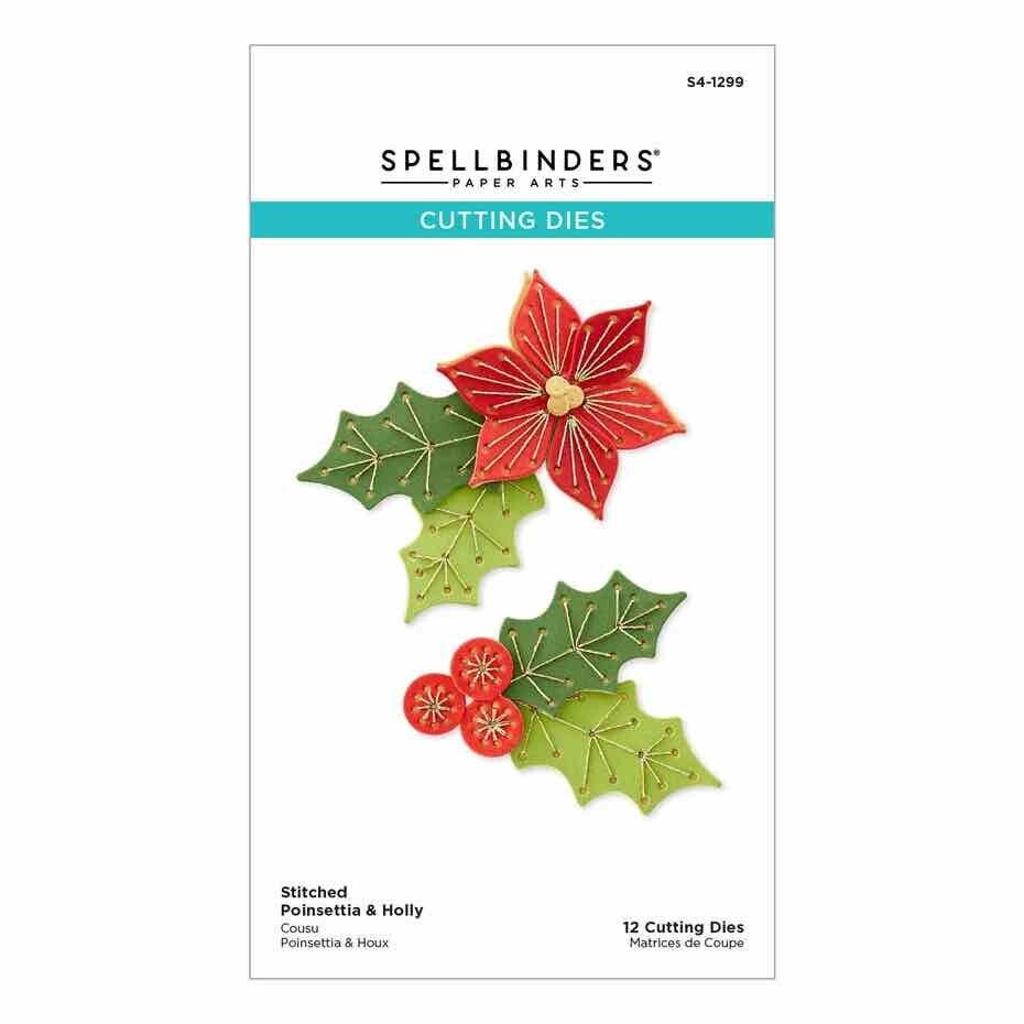 S4-1299 stitched poinsettia & holly