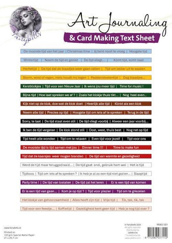 Fairybells A4 Art journaling & card making text sheet - Nederlandse teksten tijd