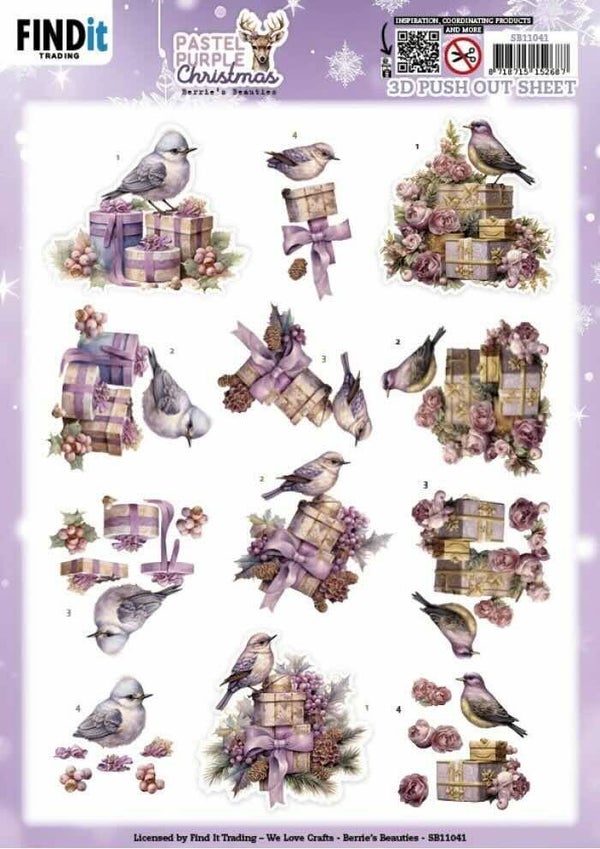 SB11041 pastel purple christmas - birds