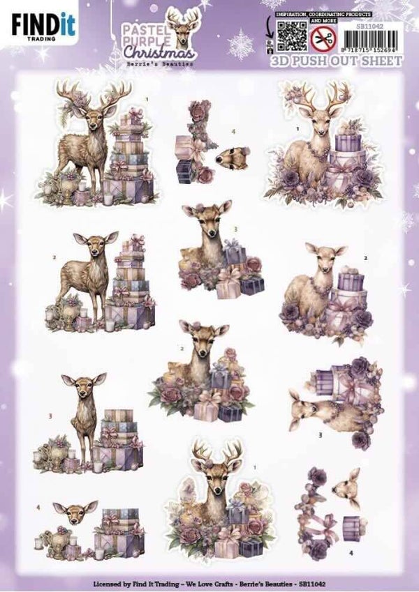 SB11042 pastel purple christmas - deer