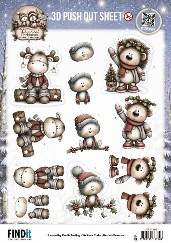 SB11162 whimsical christmas - furry friends