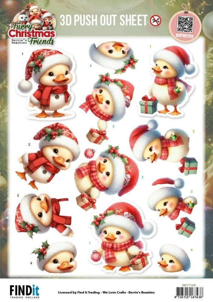 SB11169 furry christmas friends - christmas funny duck