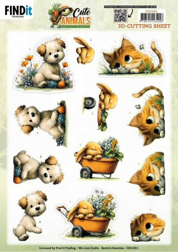 CD12451 cute animals - garden friends