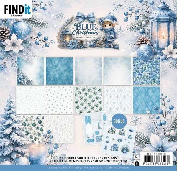 BBPP10048 paper pack 20 x 20 cm - blue christmas