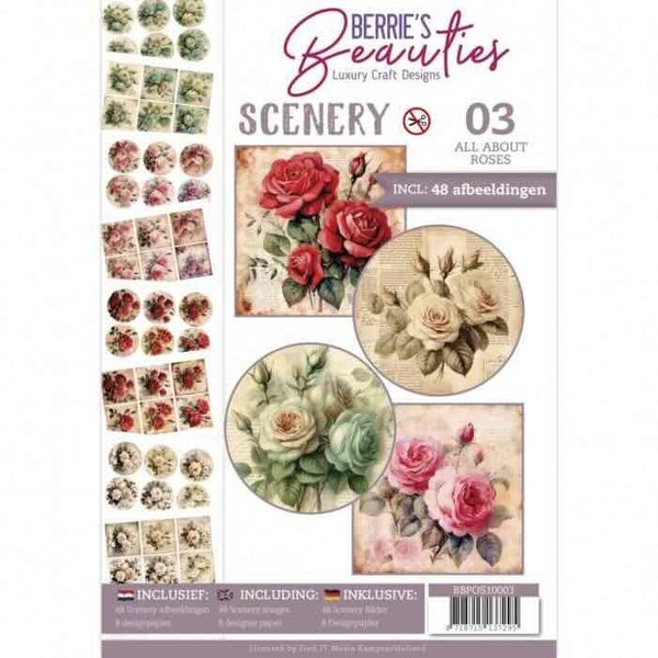 BBPOS10003 push out book Berrie's Beauties scenery - all about roses