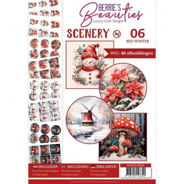 BBPOS10006 push out book Berrie's Beauties scenery - red winter