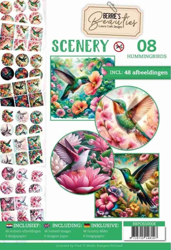BBPOS10008 push out book Berrie's Beauties scenery - hummingbirds