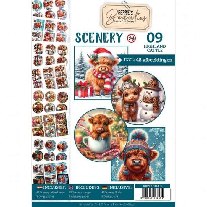 BBPOS10009 push out book Berrie's Beauties scenery nr.09 highland cattle
